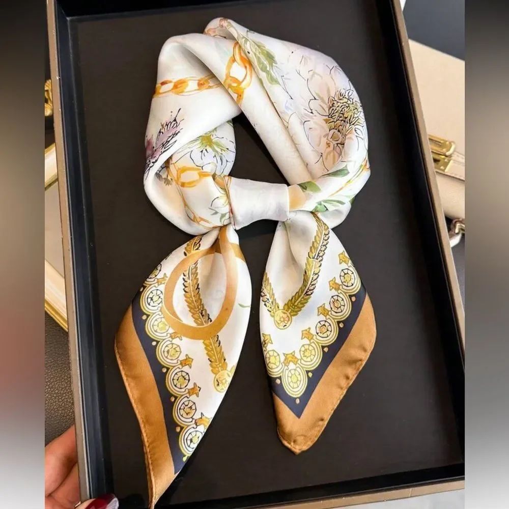 Chain & Floral Print Scarf N1449